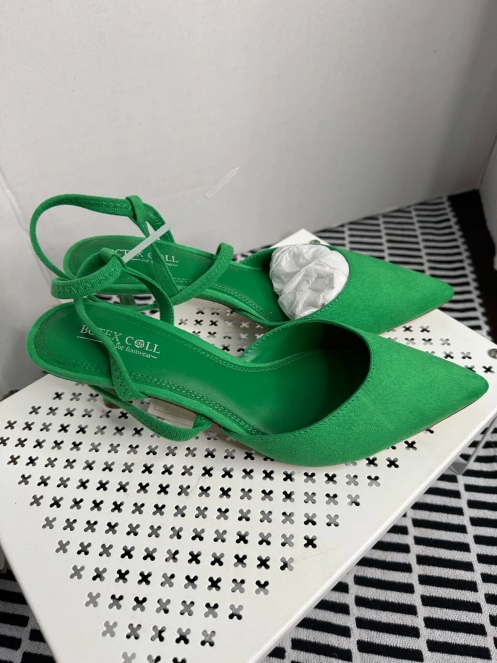Green Pointed Toe Slingback Heels